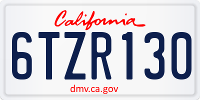CA license plate 6TZR130