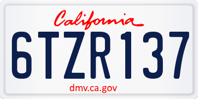 CA license plate 6TZR137