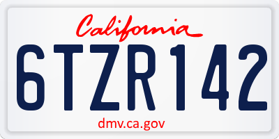 CA license plate 6TZR142