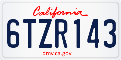 CA license plate 6TZR143