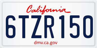 CA license plate 6TZR150