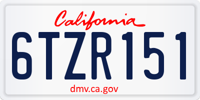 CA license plate 6TZR151