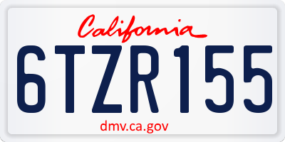 CA license plate 6TZR155