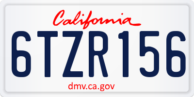 CA license plate 6TZR156