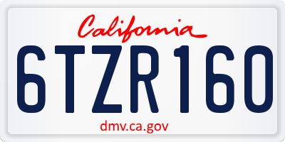 CA license plate 6TZR160