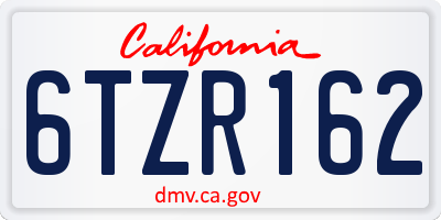 CA license plate 6TZR162