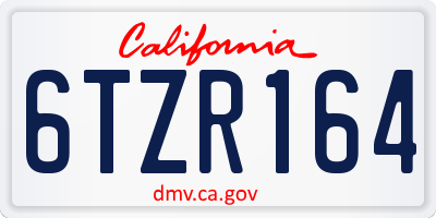 CA license plate 6TZR164