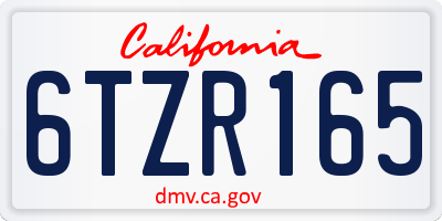 CA license plate 6TZR165