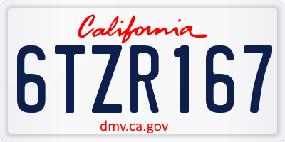 CA license plate 6TZR167