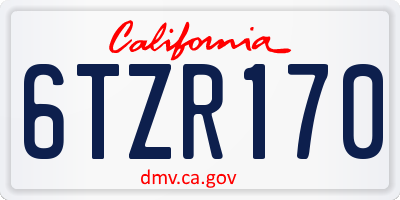 CA license plate 6TZR170