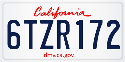 CA license plate 6TZR172