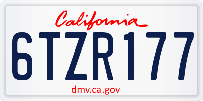 CA license plate 6TZR177
