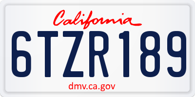CA license plate 6TZR189