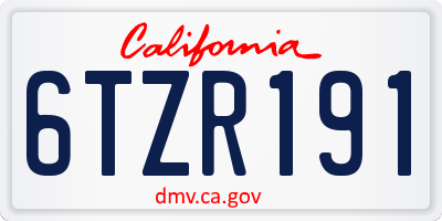 CA license plate 6TZR191