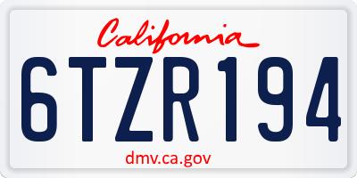 CA license plate 6TZR194