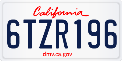 CA license plate 6TZR196