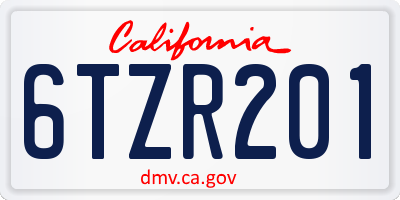 CA license plate 6TZR201