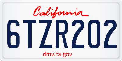 CA license plate 6TZR202