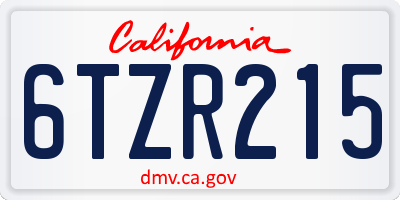 CA license plate 6TZR215