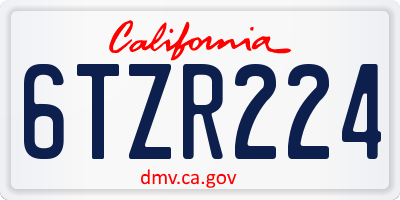CA license plate 6TZR224