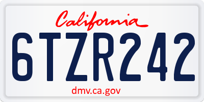 CA license plate 6TZR242