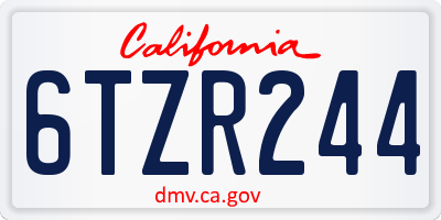CA license plate 6TZR244