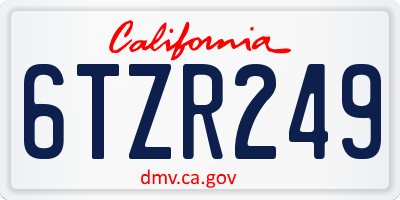 CA license plate 6TZR249