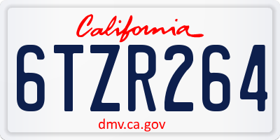 CA license plate 6TZR264