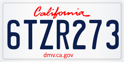 CA license plate 6TZR273