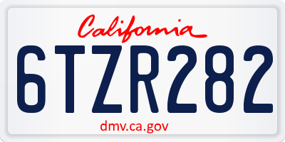 CA license plate 6TZR282