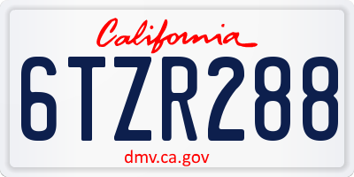 CA license plate 6TZR288