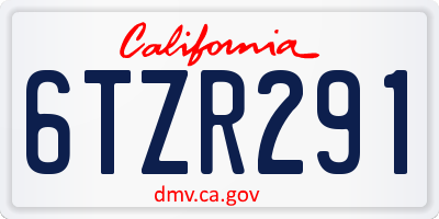 CA license plate 6TZR291