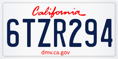 CA license plate 6TZR294