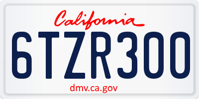 CA license plate 6TZR300