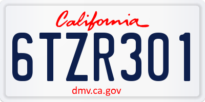 CA license plate 6TZR301