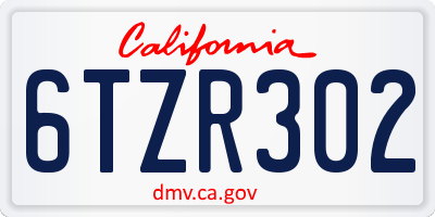 CA license plate 6TZR302