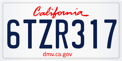 CA license plate 6TZR317