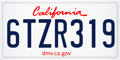 CA license plate 6TZR319