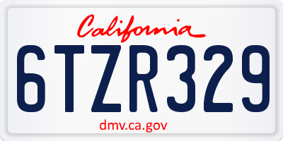 CA license plate 6TZR329