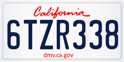 CA license plate 6TZR338