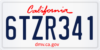 CA license plate 6TZR341