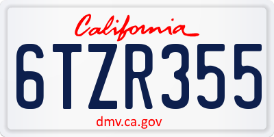 CA license plate 6TZR355