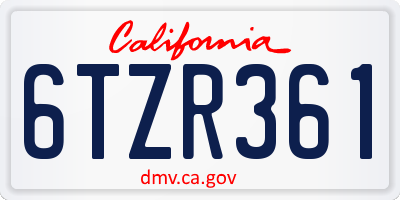 CA license plate 6TZR361