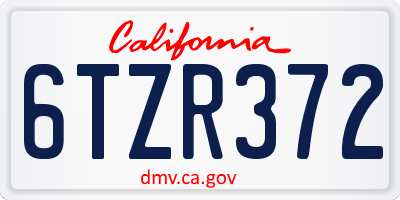 CA license plate 6TZR372