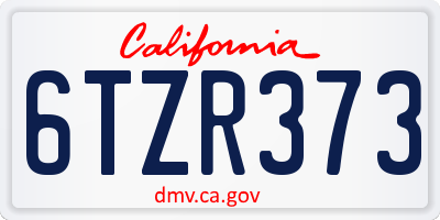 CA license plate 6TZR373
