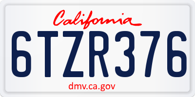 CA license plate 6TZR376