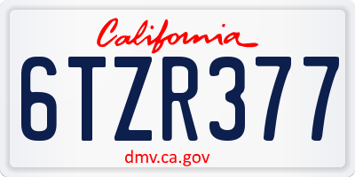 CA license plate 6TZR377