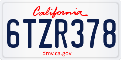 CA license plate 6TZR378