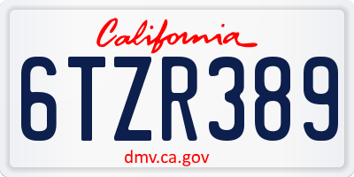 CA license plate 6TZR389