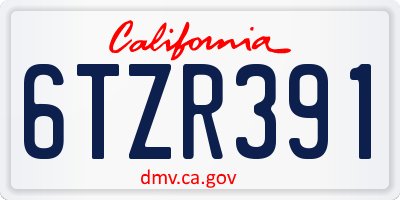 CA license plate 6TZR391